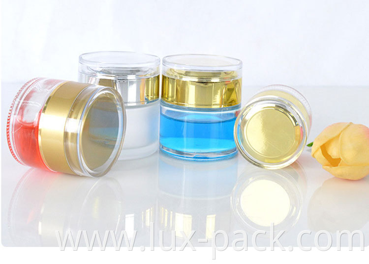 20ml 30ml 50ml Luxury acrylic transparent gold face body cream jar bottle for skin care